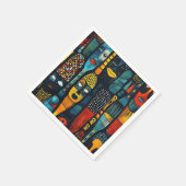 偶像を持つアフリカの部族パターン。 スタンダードカクテルナプキン (角)