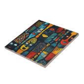 偶像を持つアフリカの部族パターン。 タイル (側面)