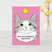 偶然ではなく、奇跡の猫グリーティングカードのみ カード (黄色い花)