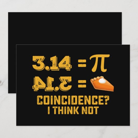 偶然考え一致I Not Pie Pi Day Math 招待状 (正面/裏面)