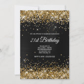 偽のきらきらした金の輝きの濃い灰色の黒のホイル 招待状 (正面)