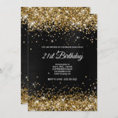 偽のきらきらした金の輝きの濃い灰色の黒のホイル 招待状 (正面/裏面)