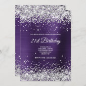 偽のきらきらした銀の輝きの濃い紫の箔 招待状 (正面/裏面)