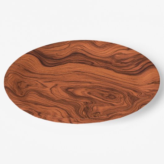 偽のウォルナット材のデザイン ペーパープレート (アングル)