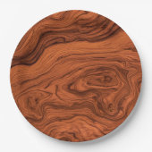 偽のウォルナット材のデザイン ペーパープレート (正面)