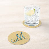 偽のエンボス加工されたゴールドのモノグラム3D ラウンドペーパーコースター (インサイチュ)