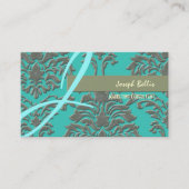 偽のエンボス加工された銀のダマスク/DIYの背景 名刺 (正面)