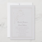 偽のエンボス加工 ローズ フレーム アイボリー フォーマル ウェディング 招待状 (正面)