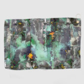 偽のカラフル岩の前支配ミントグリーン灰色 ゴルフタオル (横)