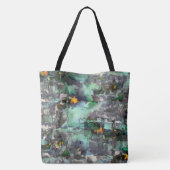 偽のカラフル岩の前支配ミントグリーン灰色 トートバッグ (裏面)
