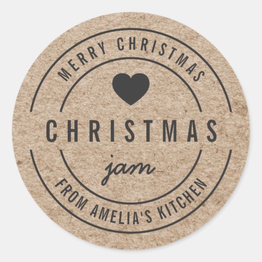偽のクラフトクリスマスジャムキッチン メリークリスマス ラウンドシール (正面)