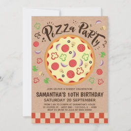 偽のクラフト ピザパーティー 誕生日招待状 招待状