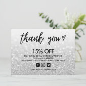 偽のグリッターありがとうハートメディア挿入 招待状 (スタンド正面)