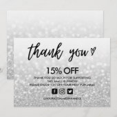 偽のグリッターありがとうハートメディア挿入 招待状 (正面/裏面)