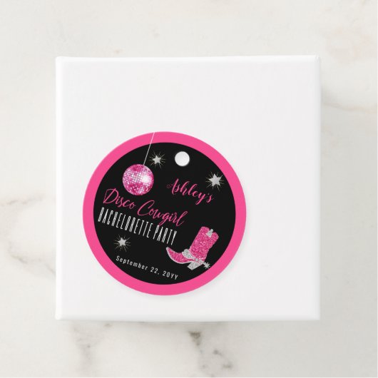 偽のグリッター ピンク ディスコカウガール ブライズメイド パーティ フェイバータグ (インサイチュ)