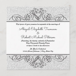 偽のグリッター フォーマル フローラル フリル - 結婚式の招待状 招待状
