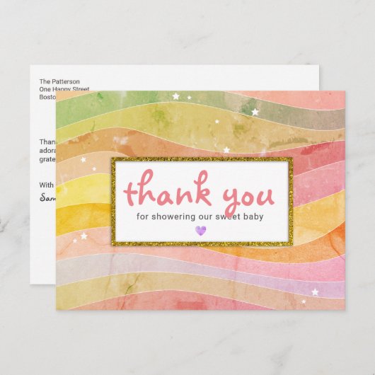 偽のグリッター ベビーシャワー お礼 ポストカード (正面/裏面)