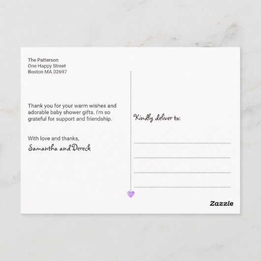 偽のグリッター ベビーシャワー お礼 ポストカード (裏面)