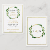 偽のゴールドの花輪 ウェディング レセプション カード (正面/裏面)