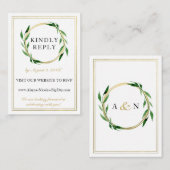 偽のゴールドの花輪 ウェディング RSVP カード (正面/裏面)