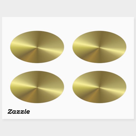 偽のゴールドメタリック調 おしゃれなブランケットンプレート 楕円形シール (シート)