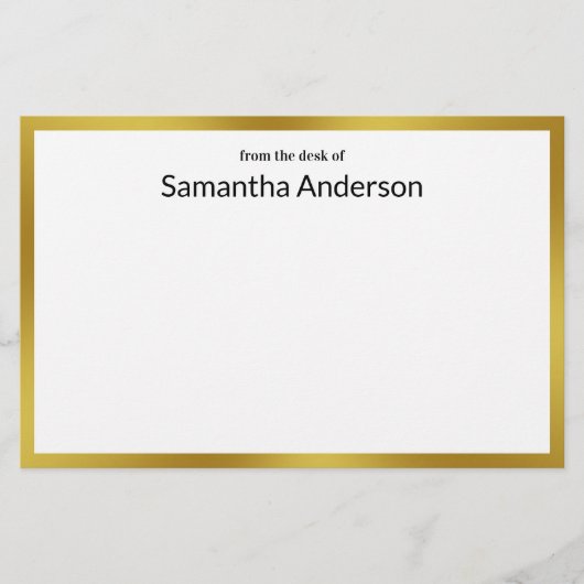 偽のゴールド ホワイト ブラック あなたの名前の机から 便箋 (正面)