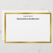 偽のゴールド ホワイト ブラック あなたの名前の机から 便箋 (正面/裏面)