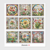 偽のステンドグラス・フラワー・ガーデン・コレクション シール (シート)
