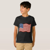 偽のスパンコールプリントのアメリカ国旗 Tシャツ (正面フル)