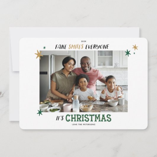 偽のスマイルおもしろいすべてのクリスマスカード シーズンカード (正面)