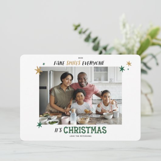 偽のスマイルおもしろいすべてのクリスマスカード シーズンカード (スタンド正面)
