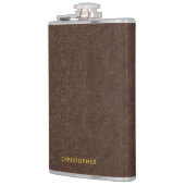 偽のダークブラウンのレザー調 フラスク (左)