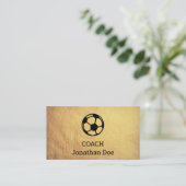 偽のテクスチャ加工されたゴールド サッカー コーチの名刺 名刺 (スタンド正面)