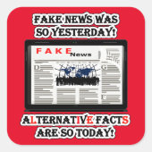 偽のニュースと代替の事実正方形のステッカー スクエアシール (正面)