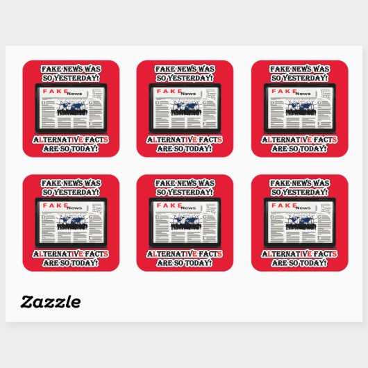 偽のニュースと代替の事実正方形のステッカー スクエアシール (シート)