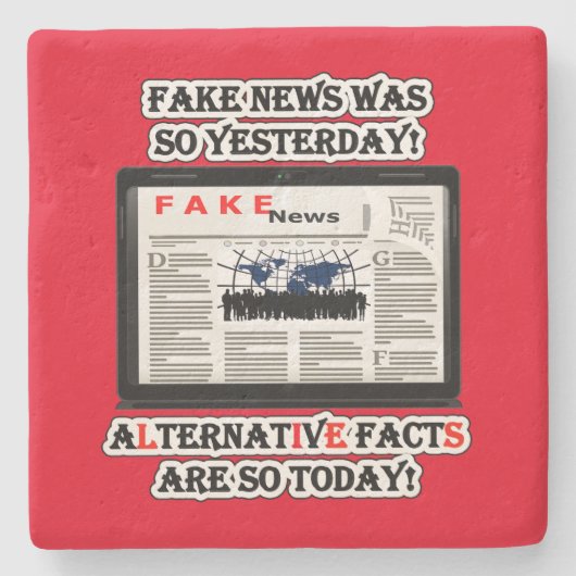 偽のニュースと代替ファクトLimestoneコースター ストーンコースター (正面)
