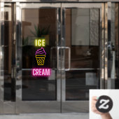 偽のネオンアイスクリームコーン事業 ウィンドウサイン (オフィスドア)