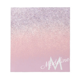 偽のピンクとパープルのスパークリーグリッターのイニシャル入り ノートパッド