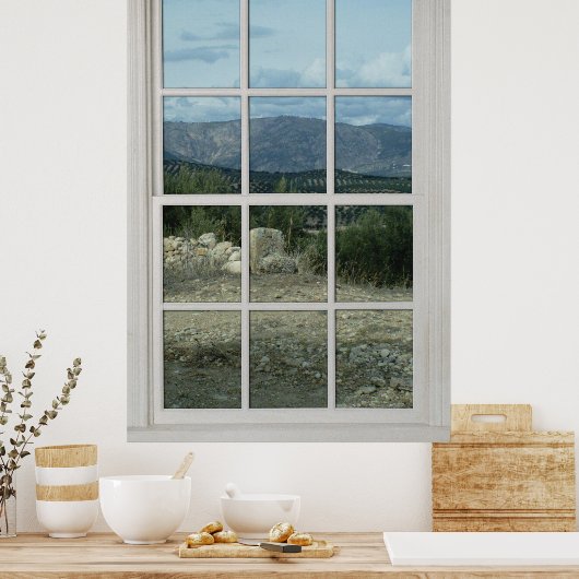 偽のフェイク窓の錯覚リアリスティック砂漠のビュー ポスター (キッチン)