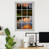 偽のフェイク窓の錯覚 – レイク反射シーン ポスター (ホームオフィス)