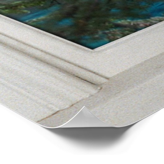 偽のフェイク窓の錯覚 – 水と大きな木 ポスター (角)