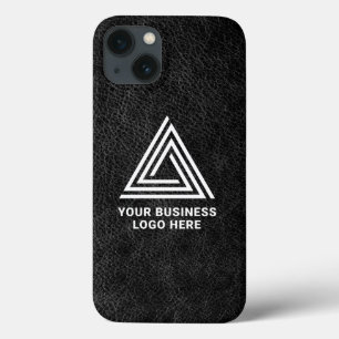 偽のブラックレザー モダンビジネス ロゴ iPhone 13ケース