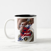 偽のブリュウはダメ!ブラックコーヒーシール承認! ツートーンマグカップ (左)