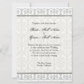 偽のプリントダイヤモンドとレース、イニシャル入りウェディングドレス 招待状 (裏面)