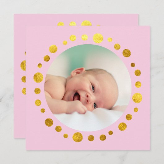 偽のホイルが施された新しい女の子の赤ちゃん シーズンカード (正面/裏面)