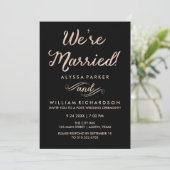 偽のローズゴールドとブラックの結婚式後 招待状 (スタンド正面)