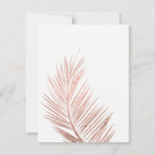 偽のローズゴールドのトロピカルパームツリーウェルカムウェディング 招待状 (裏面)