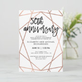 偽のローズゴールドの幾何学模様 50周年記念結婚式 招待状 (スタンド正面)