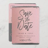 偽のローズゴールドのSave the Date ポストカード (正面/裏面)
