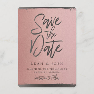 偽のローズゴールドのSave the Date ポストカード